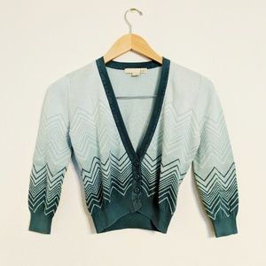 Forever21 Mint Chevron Cropped Cardigan